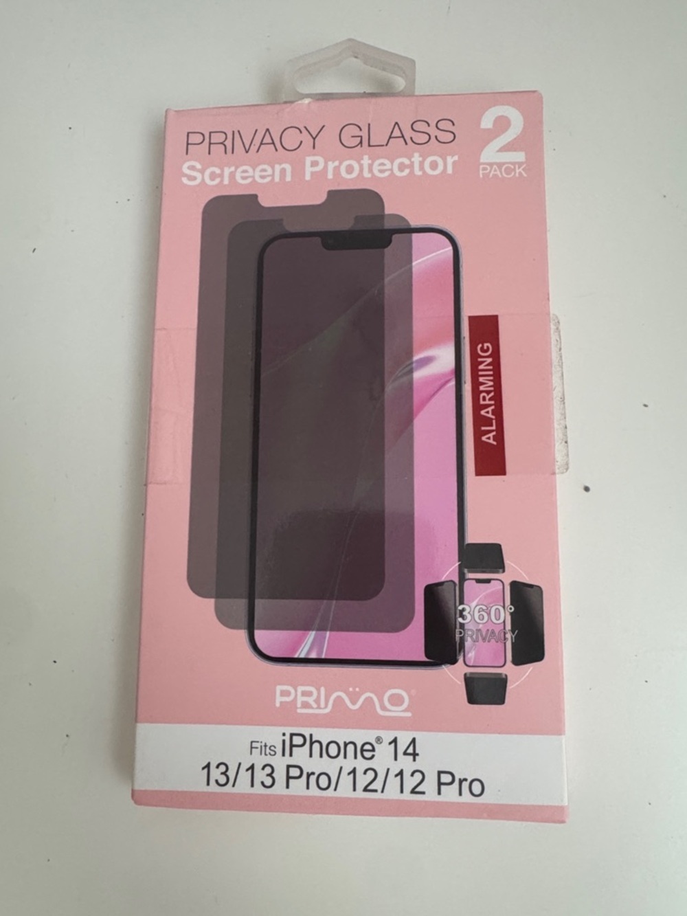 Primo Privacy Glass Screen Protector for iPhone - Pink (2 Pack)